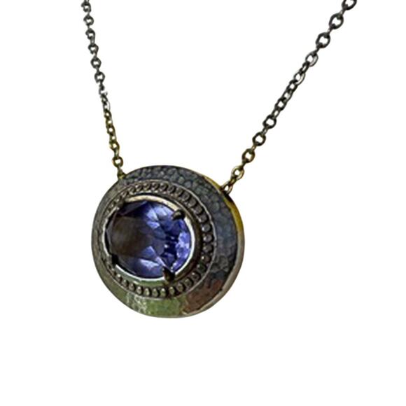 Brighton Your True Colors Grateful Silver Necklace Oval Purple Crystal Pendant - Picture 1 of 9